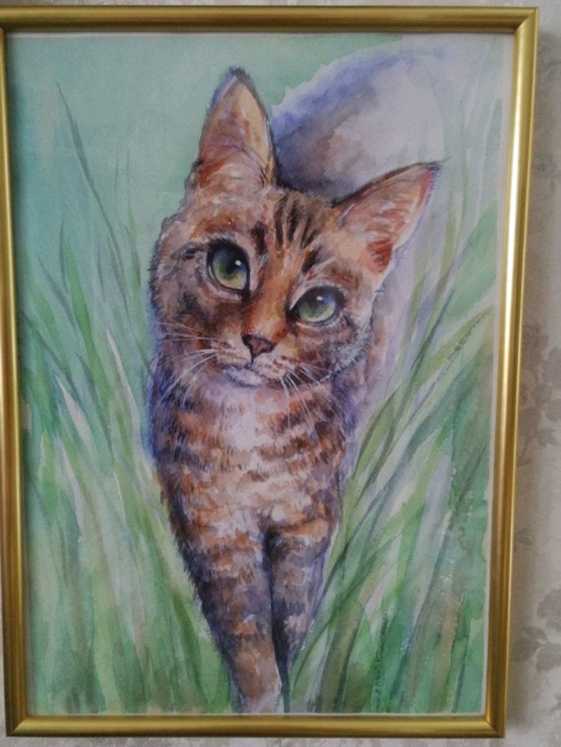 Фото №1 к отзыву покупателя Елена о товаре Дачный котик. Акварельный рисунок.