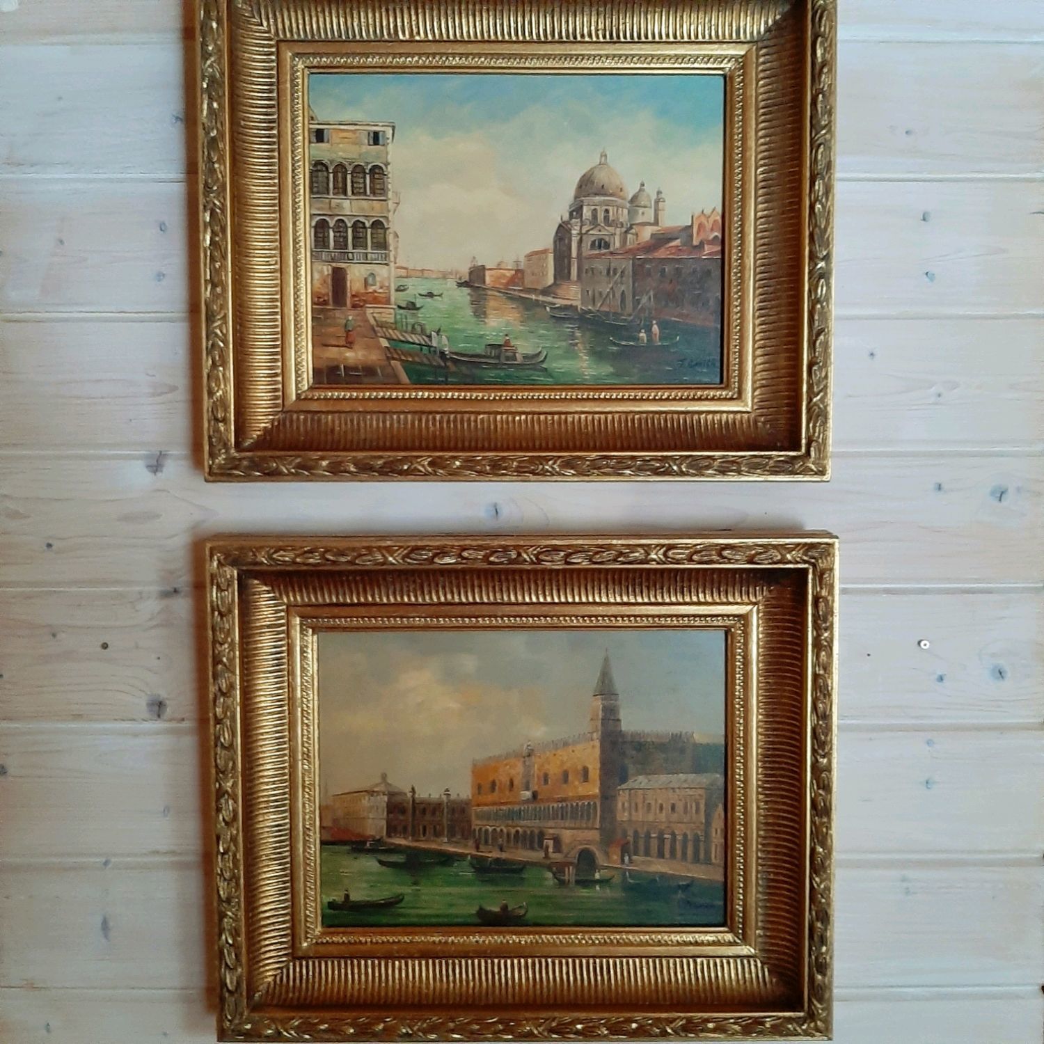 Фото №1 к отзыву покупателя ТатьЯна о товаре Винтаж: Картины маслом с пейзажем Венеции в золоченом деревянном багете. 2 шт.