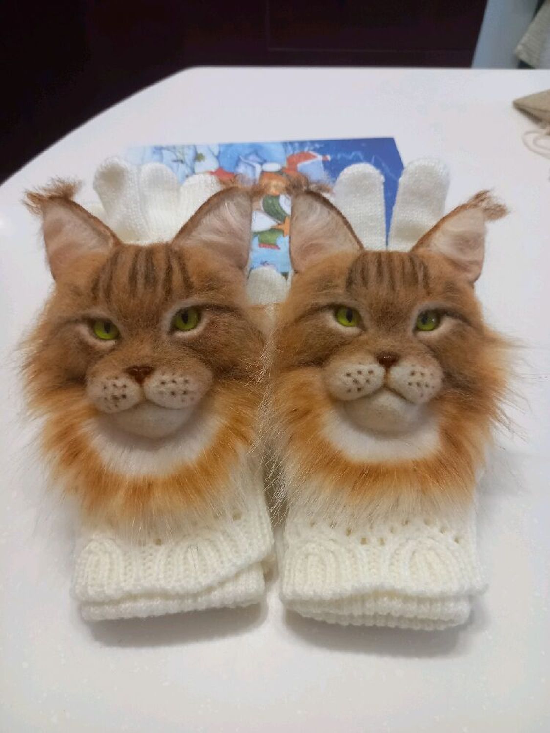 Photo №3 к отзыву покупателя Evgeniya о товаре Звероварежки с котами Мейн кунами