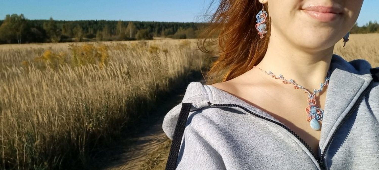 Фото №1 к отзыву покупателя Asya Smirnova о товаре Комплект украшений с аквамарином и сердоликом