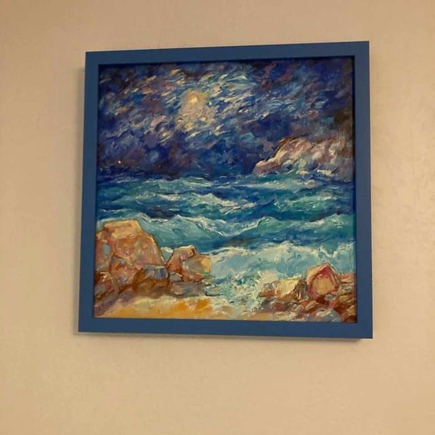 Фото №1 к отзыву покупателя Лидия о товаре Картины маслом Морской пейзаж "Волны бьющиеся об скалы"