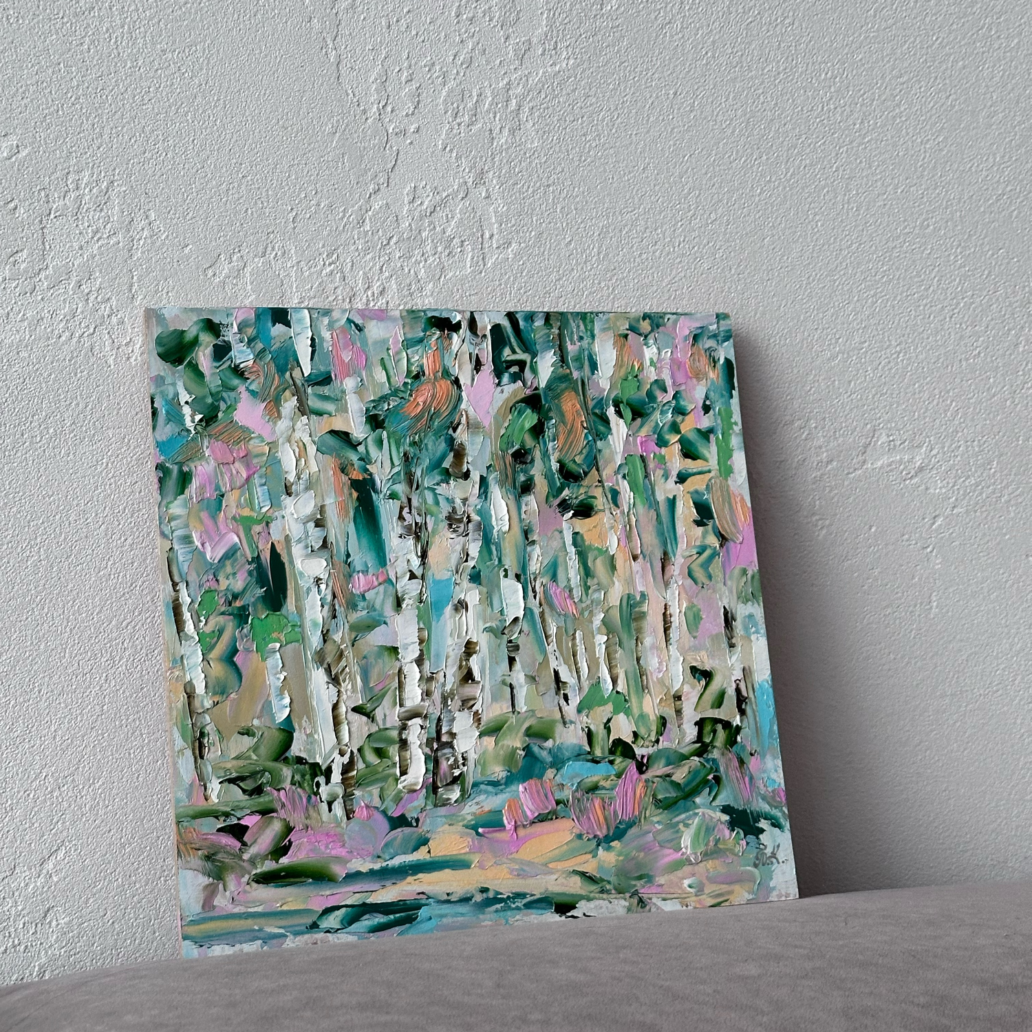 Фото №4 к отзыву покупателя Елена Драняева о товаре Картина маслом лес пейзаж абстрактная картина