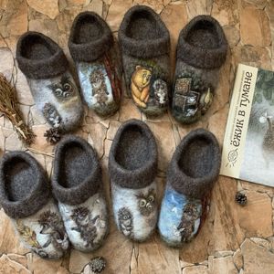 Валяные тапочки ручной валки