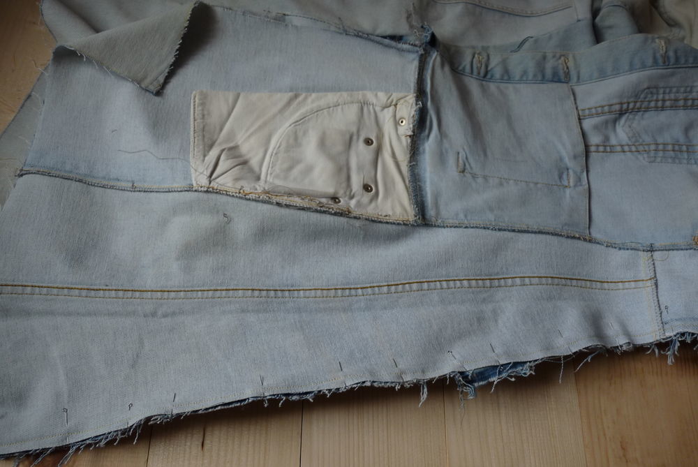Создаем пальто из старых джинс и джинсовки, фото № 16