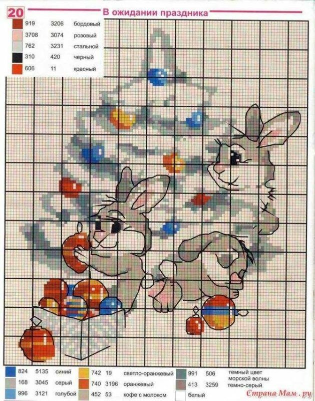 Схема вышивки кроликов