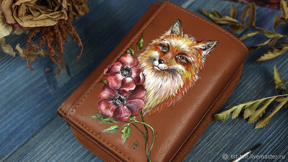 painting on leather wallet