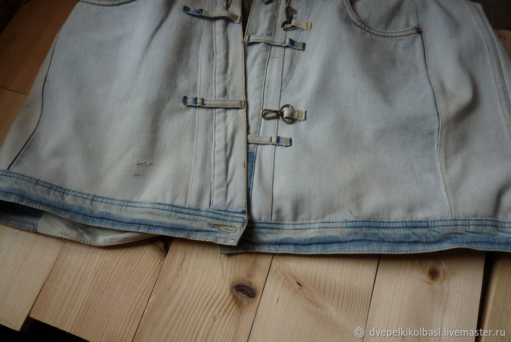 Создаем пальто из старых джинс и джинсовки, фото № 44