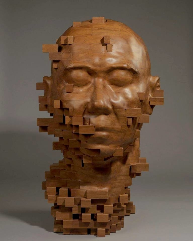 New Dynamic, Pixelated Wood Sculptures from Hsu Tung Han