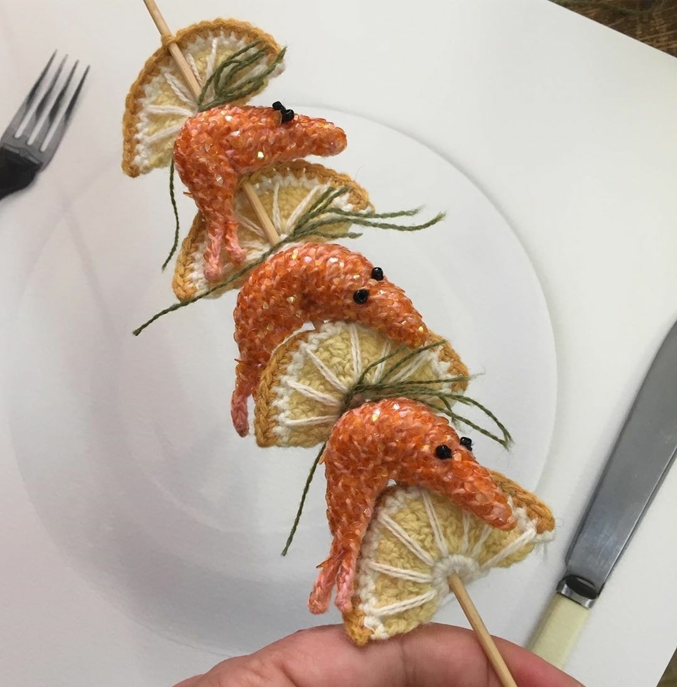 Adorable Sardines & Baguettes In Love Knitted Food by Kate Jenkins