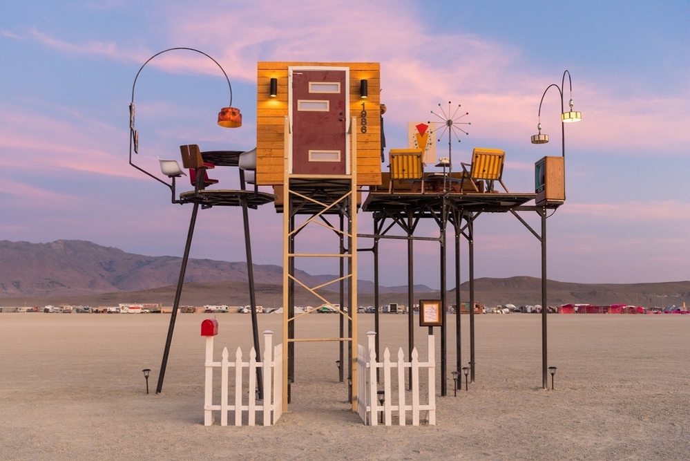 Burning man installations hands.