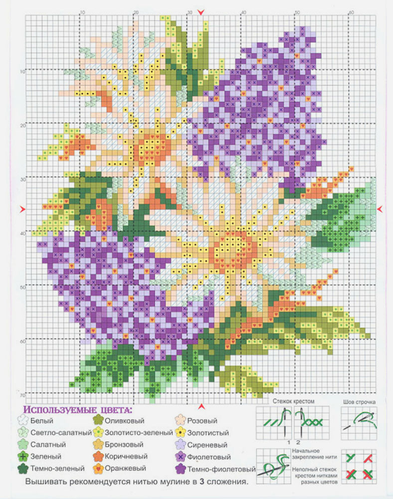 Вышивки крестом схема с указанием цветов