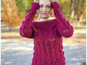 Набор для вязания свитера Life - цена рублей - Wool&Mania Свитер с открытыми плечами: схема вязания спицами с фото