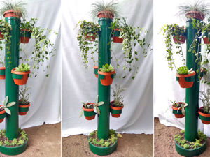 Варианты изготовления вазы для цветов из трубы