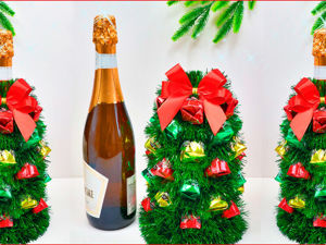 Оформление бутылки шампанского на Новый год 2024 своими руками: мастер-класс с фото