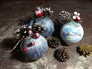 Simple and Beautiful DIY Christmas Balls in the Decoupage Technique. Livemaster - handmade
