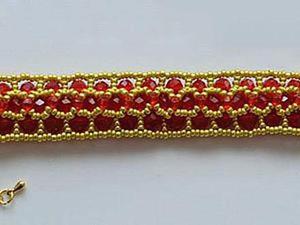 Плетем красно-золотой браслет из бусин и бисера – статья о рукоделии и творчестве