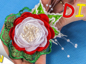 Роза из атласной ленты своими руками / Канзаши мастер класс / DIY rose of satin ribbons kanzashi