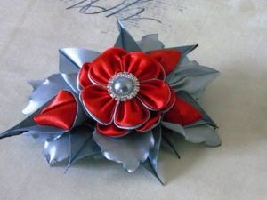Создаём брошь-цветок в технике канзаши