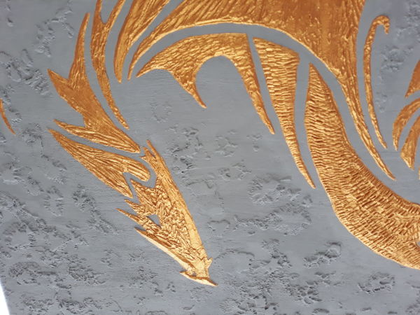 Золотой дракон в технике барельеф: символ достатка | Ярмарка Мастеров - ручная работа, handmade