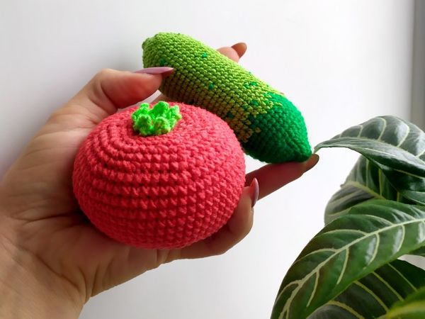 Мастер-класс: вяжем помидор и огурец | Ярмарка Мастеров - ручная работа, handmade