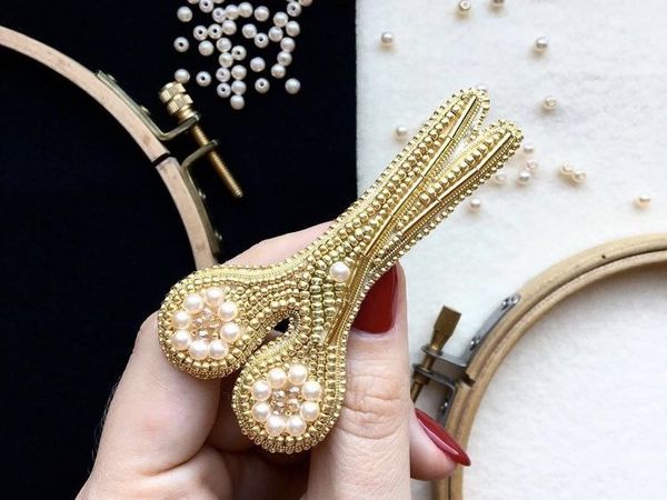 Мастерим брошь из бисера Ножницы | Ярмарка Мастеров - ручная работа, handmade