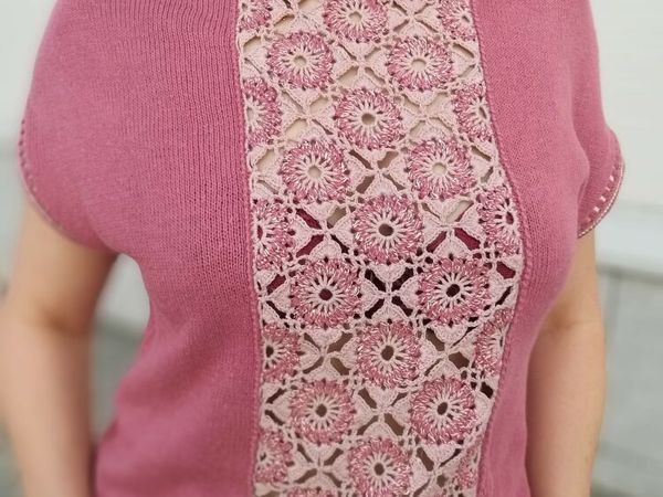 Топ блуза из хлопка с коноплёй с ажурными вставками | Ярмарка Мастеров - ручная работа, handmade