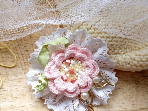 Вяжем брошь «Туманная роза» | Ярмарка Мастеров - ручная работа, handmade