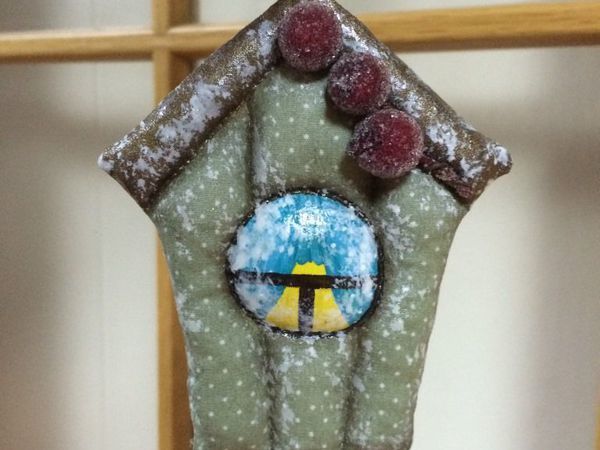 Шьем елочное украшение — новогодний домик для птички | Ярмарка Мастеров - ручная работа, handmade