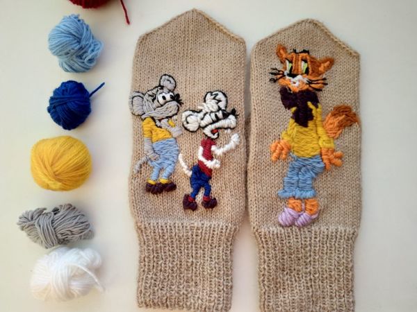 Новые варежки Кот Леопольд | Ярмарка Мастеров - ручная работа, handmade
