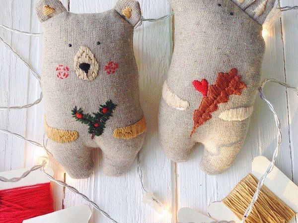 Sewing Textile Toys  «Fox and Bear» | Livemaster - handmade