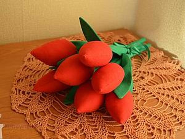 Букет текстильных тюльпанов | Ярмарка Мастеров - ручная работа, handmade