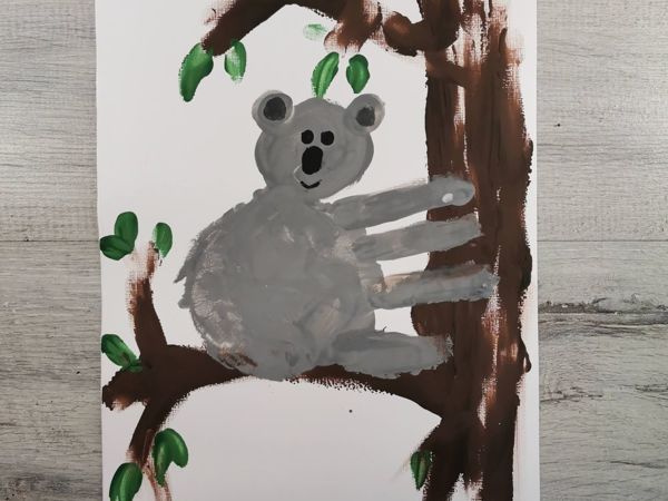 Как нарисовать ладошками коалу? Пальчиковый метод | Ярмарка Мастеров - ручная работа, handmade