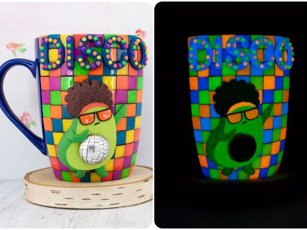 Создаем кружку со светящимся в темноте декором  «Disco Авокадик» | Ярмарка Мастеров - ручная работа, handmade