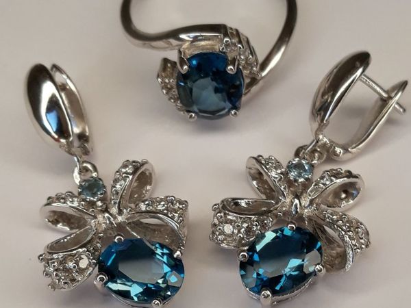Комплект с London Blue Топазами « Небесный Ангел» | Ярмарка Мастеров - ручная работа, handmade