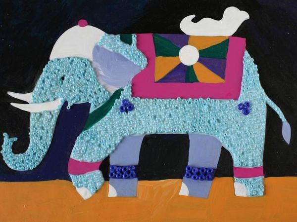 How to Make a Beaded Mosaic with an Indian Elephant with Kids | Livemaster - handmade