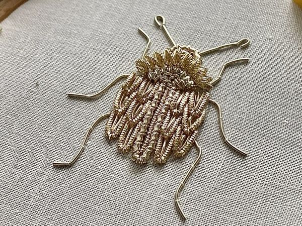 Вышивка жука канителью | Ярмарка Мастеров - ручная работа, handmade