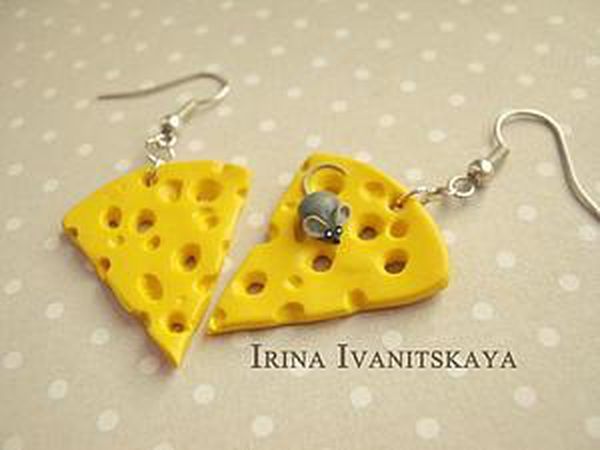 DIY Cheese Earrings of Polymer Clay | Livemaster - handmade