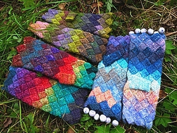 Митенки entrelac. Мой вариант. | Ярмарка Мастеров - ручная работа, handmade