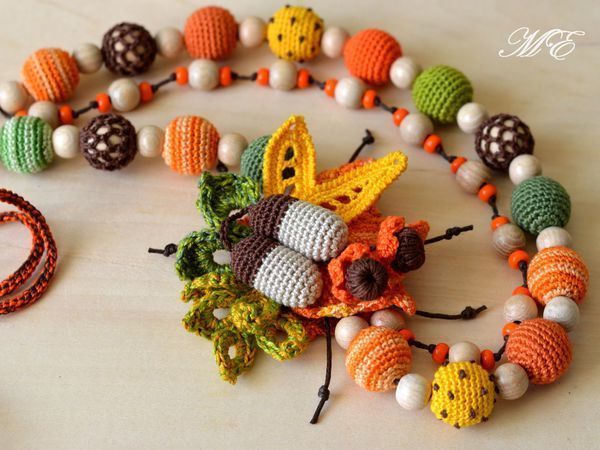 Crochet Bright Necklace ''Autumn Bouquet'' | Livemaster - handmade