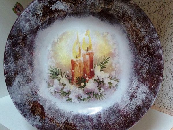 Обратный декупаж на тарелке | Ярмарка Мастеров - ручная работа, handmade
