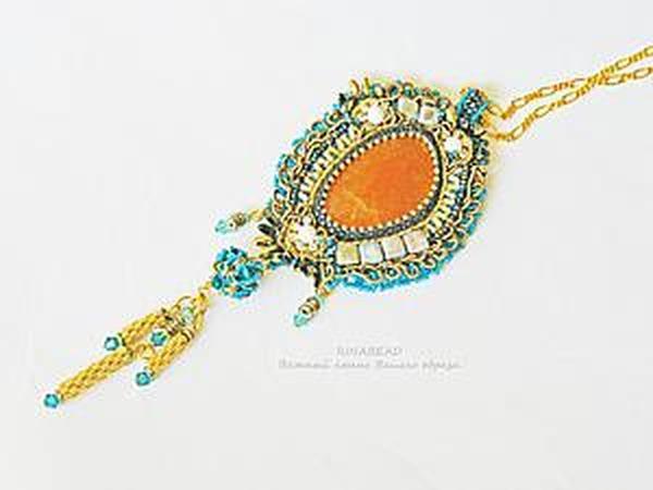 16 августа. Астана. Вышито-плетеный кулон | Ярмарка Мастеров - ручная работа, handmade