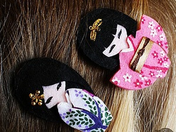 Японские куклы-кокеши из фетра | Ярмарка Мастеров - ручная работа, handmade