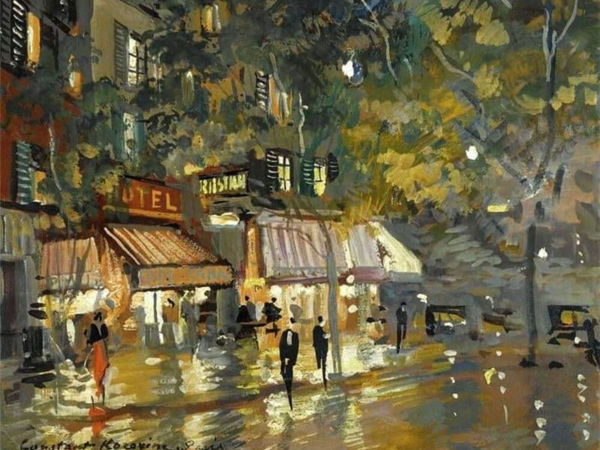 «Кафе в Париже ночью»  (Константин Коровин) | Ярмарка Мастеров - ручная работа, handmade