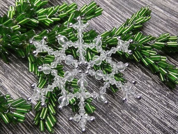 Схемы простой снежинки из бисера | Beaded snowflakes ornament, Christmas bead, Beaded snowflakes