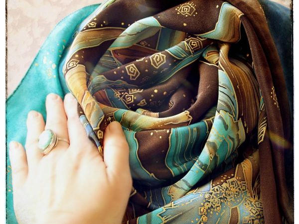 Платок «Цвета Земли и Неба» | Ярмарка Мастеров - ручная работа, handmade