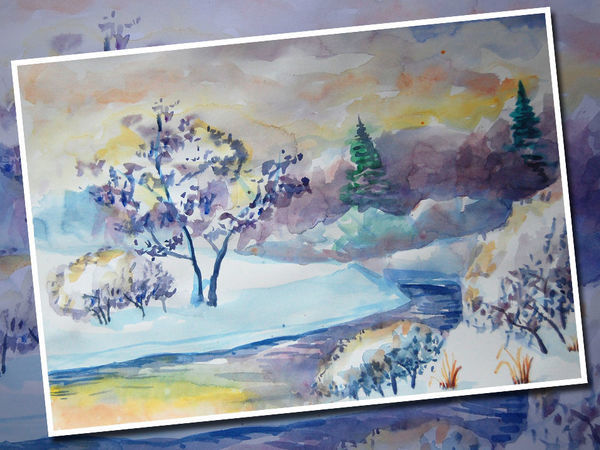 Paint Winter Landscape In Watercolor. Video Tutorial | Livemaster - handmade Paint Winter Landscape In Watercolor. Video Tutorial | Livemaster - handmade