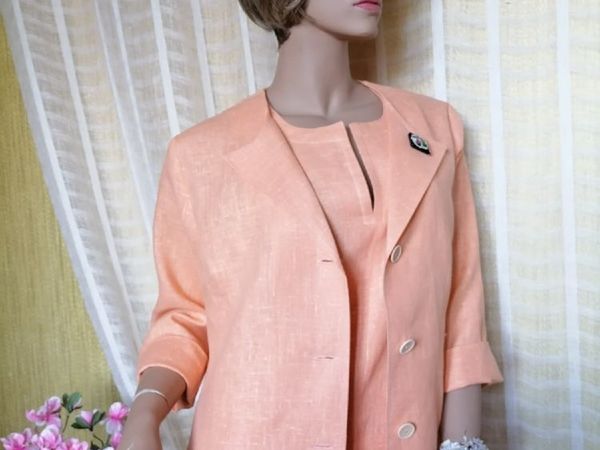 Льняной костюм цвета персик | Ярмарка Мастеров - ручная работа, handmade