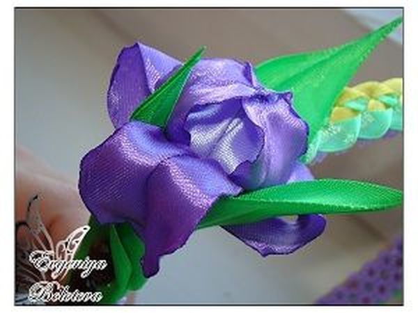 Цветок ириса из лент | Ярмарка Мастеров - ручная работа, handmade