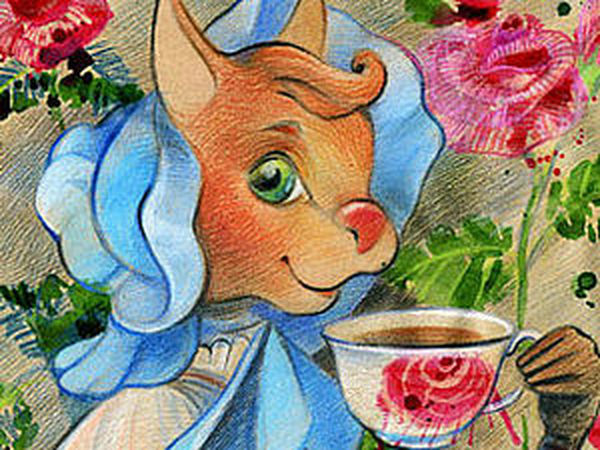 Смешанная техника (тушь и цветные карандаши) | Ярмарка Мастеров - ручная работа, handmade
