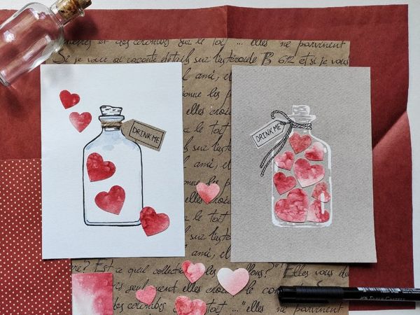 Создаем открытку «Зелье Любви» на День святого Валентина | Ярмарка Мастеров - ручная работа, handmade